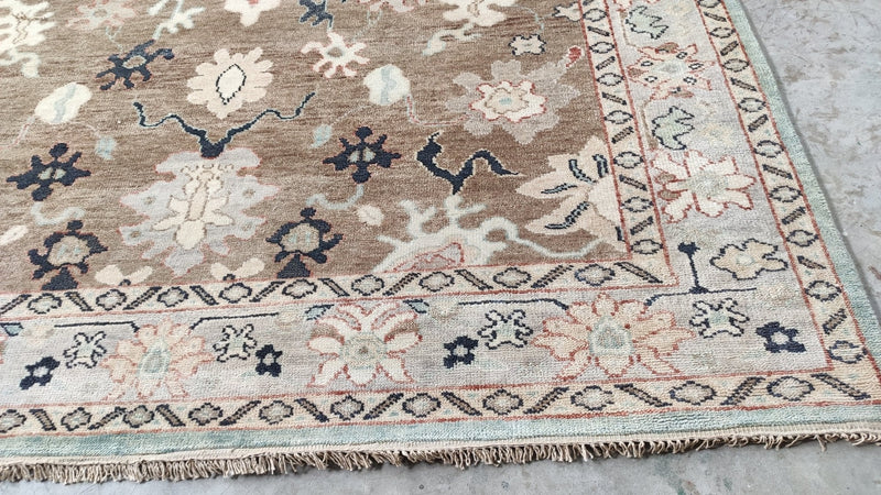 Lachlan 7.3x10 Light Blue and Beige Oushak Rug | Banana Manor Rug Company