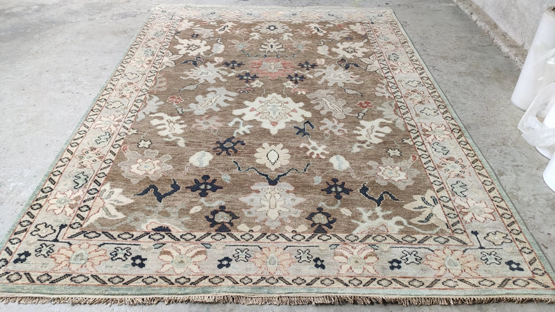 Lachlan 7.3x10 Light Blue and Beige Oushak Rug | Banana Manor Rug Company