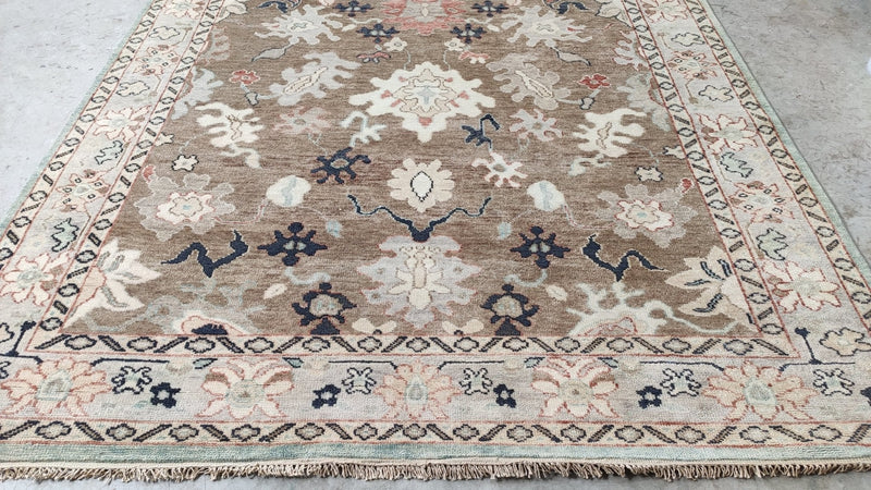 Lachlan 7.3x10 Light Blue and Beige Oushak Rug | Banana Manor Rug Company