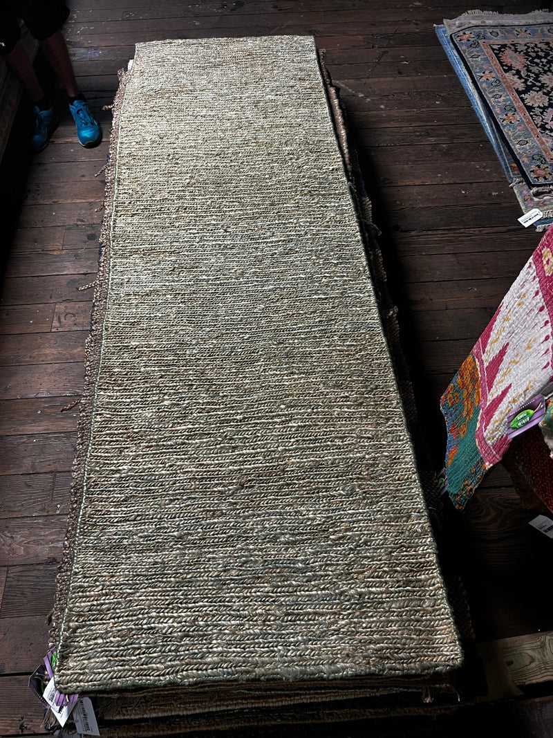 Lana Turner 2.6x8 Aqua Handwoven Soumak Runner | Banana Manor Rug Company
