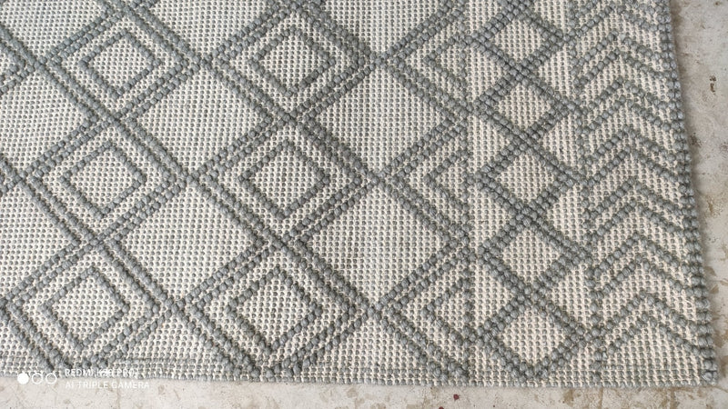 Laos Grey and White Diamond Handwoven Durrie Rug (Multiple Sizes) | Banana Manor Rug Company