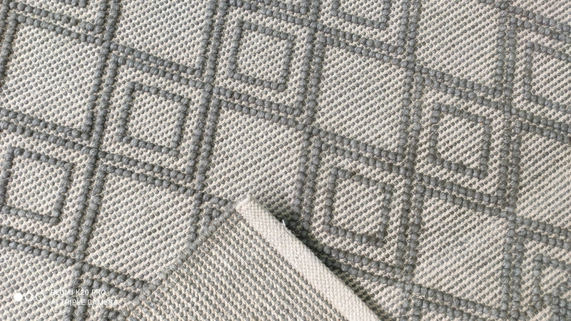 Laos Grey and White Diamond Handwoven Durrie Rug (Multiple Sizes) | Banana Manor Rug Company