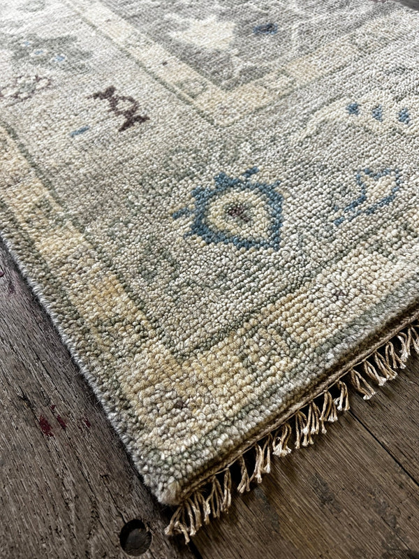 "Lara" Beige and Light Grey Hand-Knotted Oushak Sample 8x10 | Banana Manor Rug Company