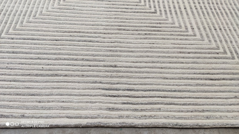 Large Marge 8.3x10 Ivory and Gray Hand-knotted Modern Carpet | Banana Manor Rug Company