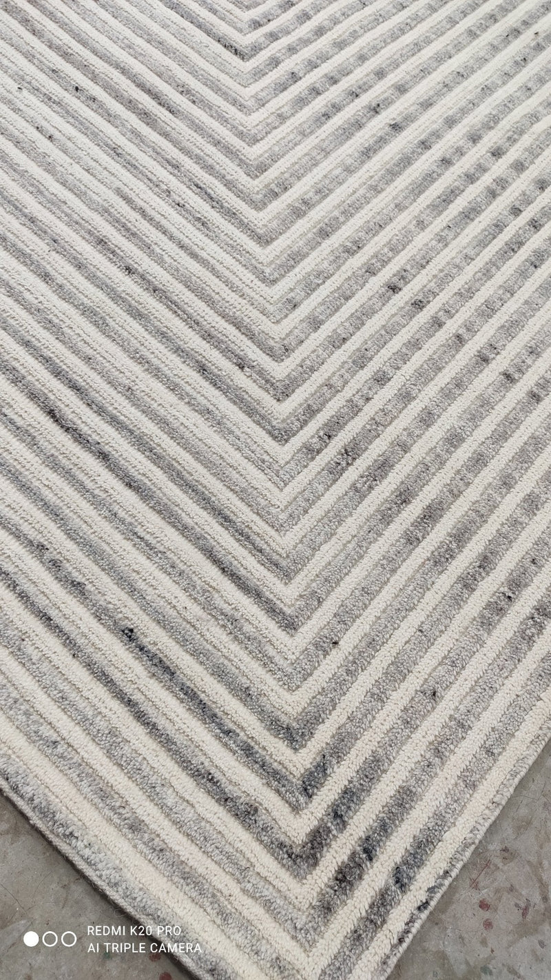 Large Marge 8.3x10 Ivory and Gray Hand-knotted Modern Carpet | Banana Manor Rug Company