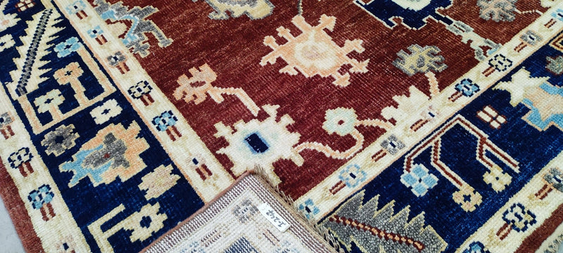 Laura Sartori Rimini Brown and Blue Hand-Knotted Oushak Rug 8x10 | Banana Manor Rug Company