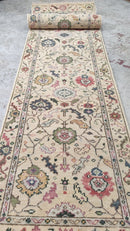 Lauren 3x14 Hand-Knotted Off White Oushak Runner | Banana Manor Rug Company
