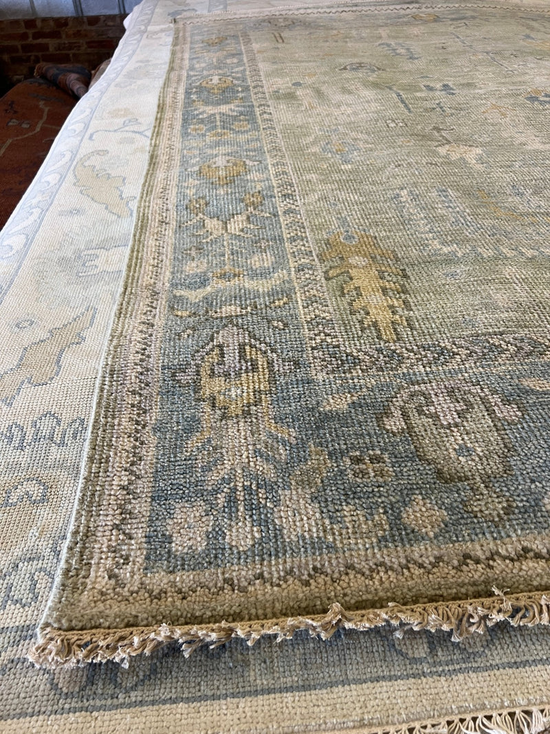 Lauren Geremia 8x10 Tan and Grey Hand-Knotted Oushak Rug | Banana Manor Rug Factory Outlet