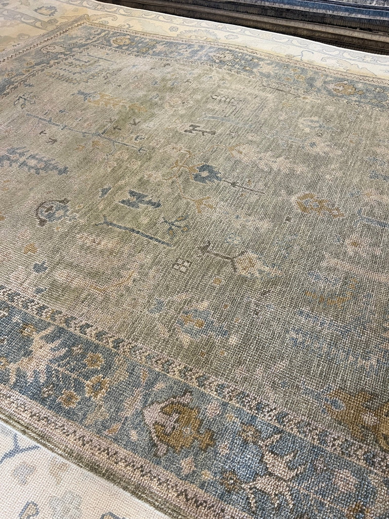 Lauren Geremia 8x10 Tan and Grey Hand-Knotted Oushak Rug | Banana Manor Rug Factory Outlet