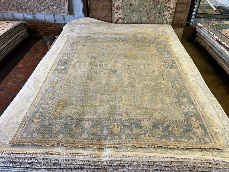 Lauren Geremia 8x10 Tan and Grey Hand-Knotted Oushak Rug | Banana Manor Rug Factory Outlet