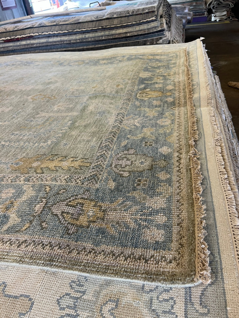 Lauren Geremia 8x10 Tan and Grey Hand-Knotted Oushak Rug | Banana Manor Rug Factory Outlet