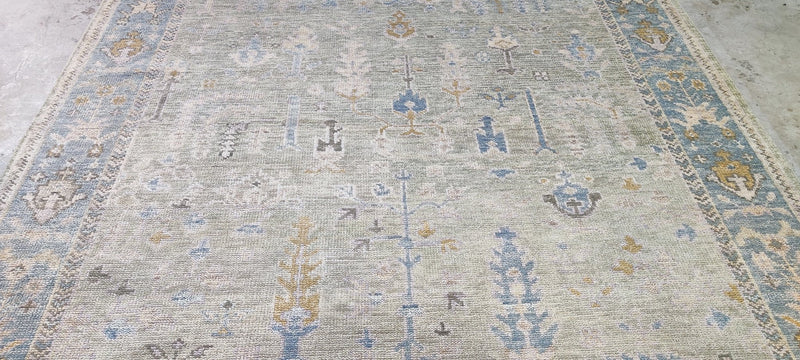 Lauren Geremia Tan and Grey Hand-Knotted Oushak Rug 8x10 | Banana Manor Rug Company