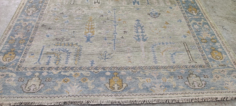 Lauren Geremia Tan and Grey Hand-Knotted Oushak Rug 8x10 | Banana Manor Rug Company