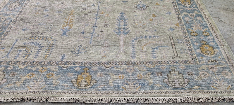 Lauren Geremia Tan and Grey Hand-Knotted Oushak Rug 8x10 | Banana Manor Rug Company