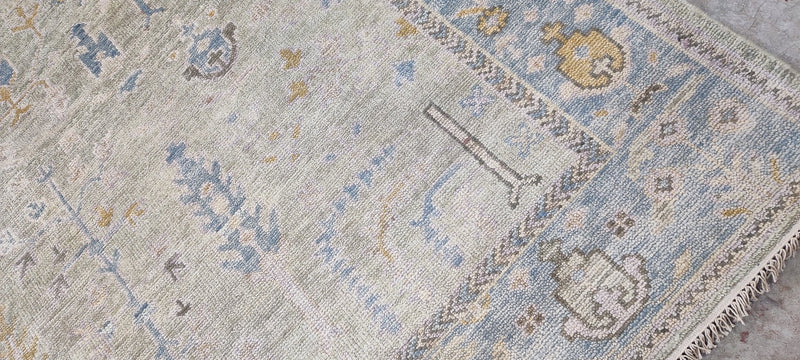 Lauren Geremia Tan and Grey Hand-Knotted Oushak Rug 8x10 | Banana Manor Rug Company