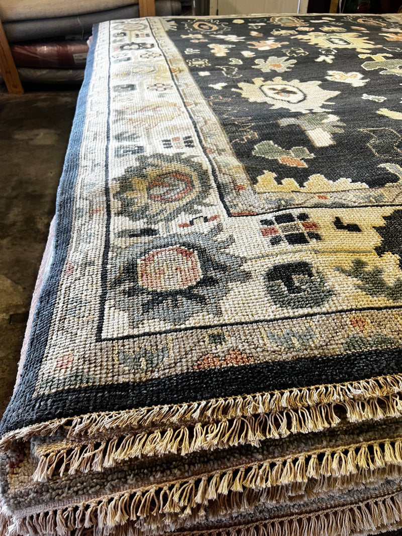 Lauren Graham 9x12 Grey and Ivory Hand-Knotted Oushak Rug | Banana Manor Rug Factory Outlet