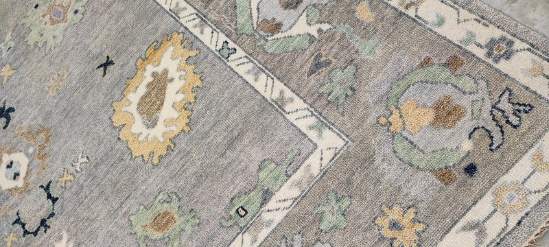 Lauren Hutton 9x12 Grey and Tan Hand-Knotted Oushak Rug | Banana Manor Rug Company