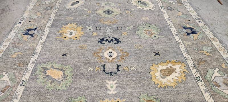 Lauren Hutton 9x12 Grey and Tan Hand-Knotted Oushak Rug | Banana Manor Rug Company