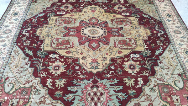 Leila 8x10 Hand-Knotted Rust and Ivory Persian Rug | Banana Manor Rug Company