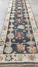 Lena 2.6x12 Grey and Beige Hand-Knotted Oushak Runner | Banana Manor Rug Company