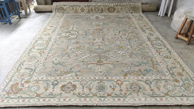 Leon 9x12 Light Green Hand-Knotted Oushak Rug | Banana Manor Rug Company