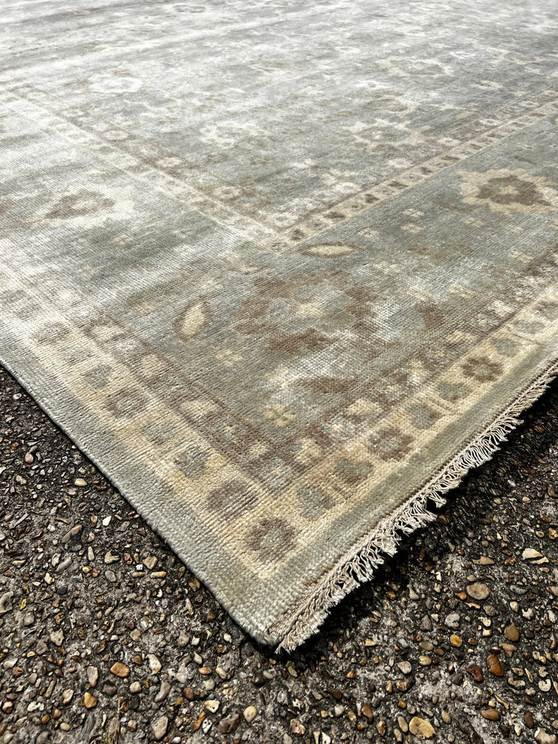 Leslie Caron 12x15 Grey and Silver Hand-Knotted Oushak Rug | Banana Manor Rug Company