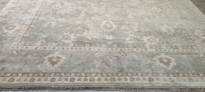 Leslie Caron 12x15 Grey and Silver Hand-Knotted Oushak Rug | Banana Manor Rug Company