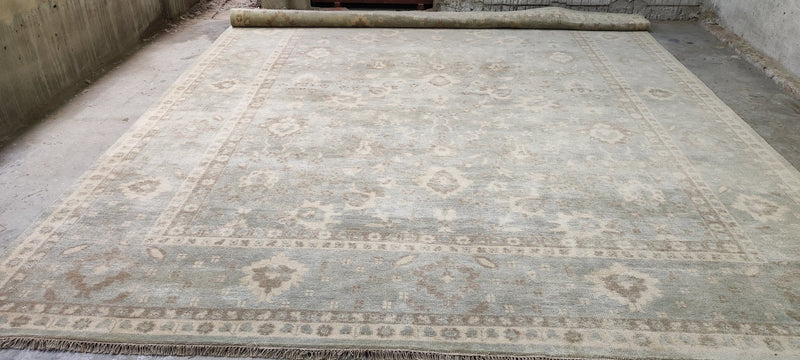 Leslie Caron 12x15 Grey and Silver Hand-Knotted Oushak Rug | Banana Manor Rug Company