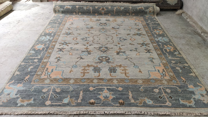 Lexie 8x9.9 Light Grey Hand-Knotted Oushak Rug | Banana Manor Rug Company