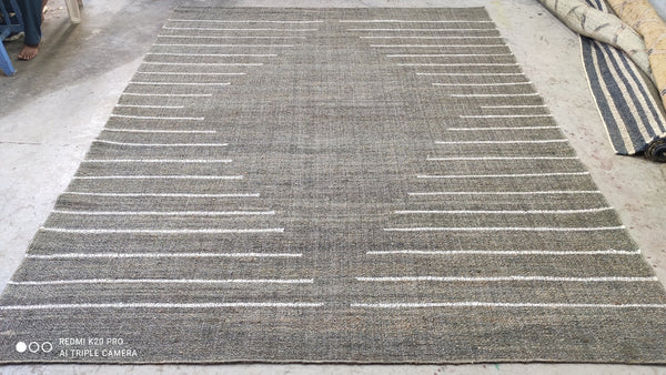 Light Side of the Moon 8x10 Handwoven Geometric Jute Rug | Banana Manor Rug Company