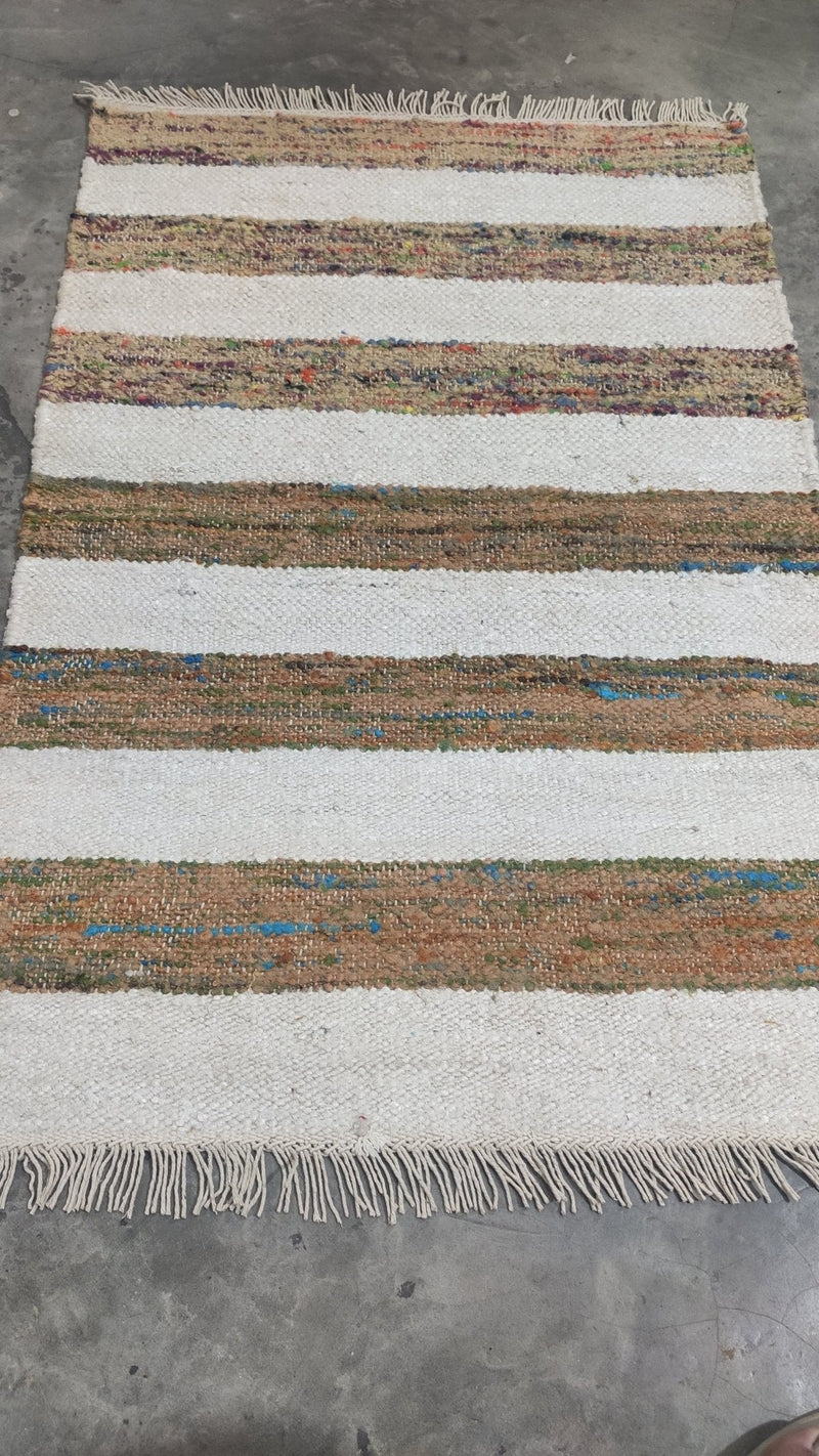 Lil' Ruggiez 3x5 Natural Geometric Durrie Rug (assorted Colors) | Banana Manor Rug Factory Outlet
