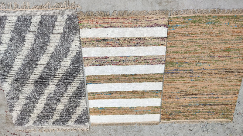 Lil' Ruggiez 3x5 Natural Geometric Durrie Rug (assorted Colors) | Banana Manor Rug Factory Outlet