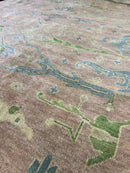 Lilah 10x10.3 Rust and Blue Hand-Knotted Oushak Rug | Banana Manor Rug Company