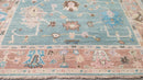 Lilith 9x12 Light Blue and Rust Hand-Knotted Oushak Rug | Banana Manor Rug Company