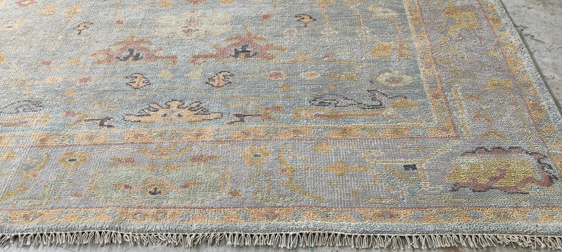 Lillian Müller 8x10 Grey and Beige Hand-Knotted Oushak Rug | Banana Manor Rug Company