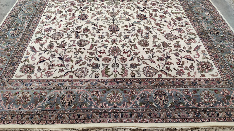 Lina 9.6x12.6 Ivory Hand-Knotted Oriental Rug | Banana Manor Rug Company