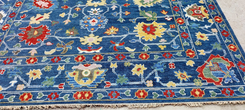 Linda Pinto 9.3x12 Blue Hand-Knotted Oushak Rug | Banana Manor Rug Company