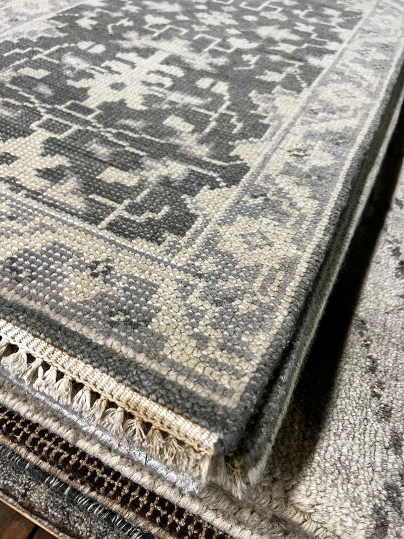 Lisa Henderson 2x4 Grey and Silver Hand-Knotted Oushak Rug | Banana Manor Rug Factory Outlet