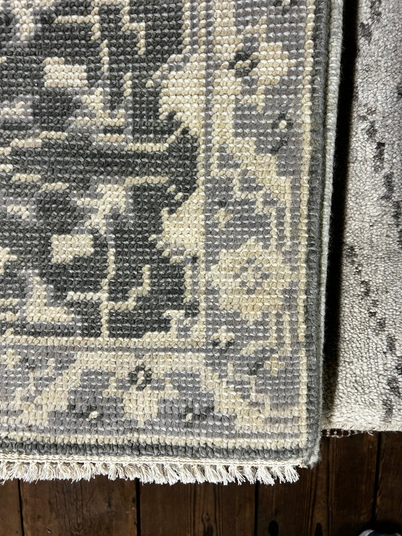 Lisa Henderson 2x4 Grey and Silver Hand-Knotted Oushak Rug | Banana Manor Rug Factory Outlet