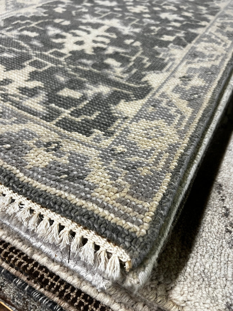 Lisa Henderson 2x4 Grey and Silver Hand-Knotted Oushak Rug | Banana Manor Rug Factory Outlet