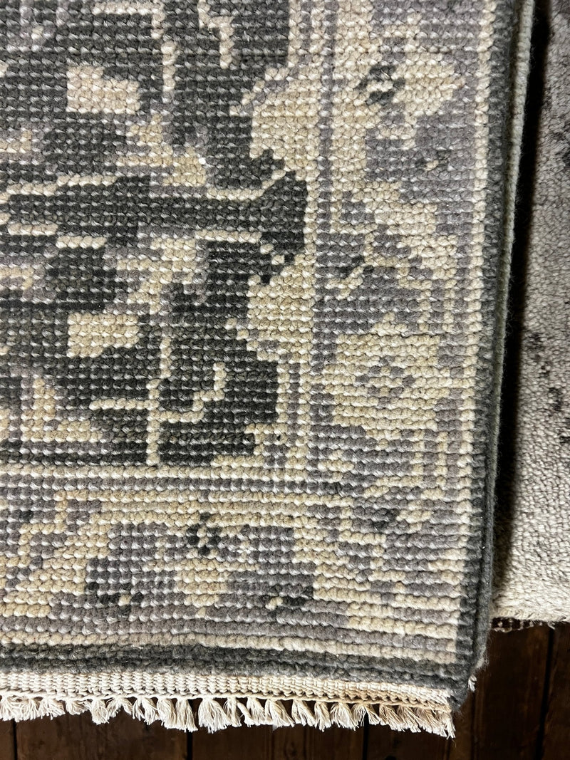 Lisa Henderson 2x4 Grey and Silver Hand-Knotted Oushak Rug | Banana Manor Rug Factory Outlet