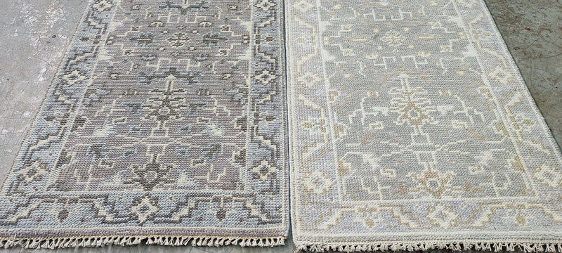 Lisa Henderson Grey and Silver Hand-Knotted Oushak Rug 2x4 | Banana Manor Rug Company