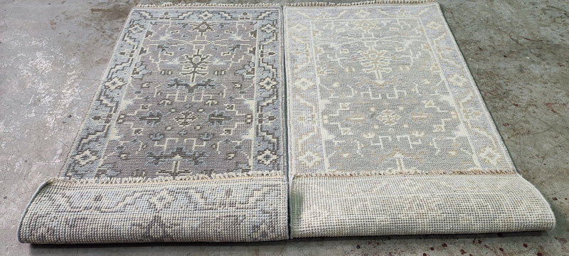 Lisa Henderson Grey and Silver Hand-Knotted Oushak Rug 2x4 | Banana Manor Rug Company