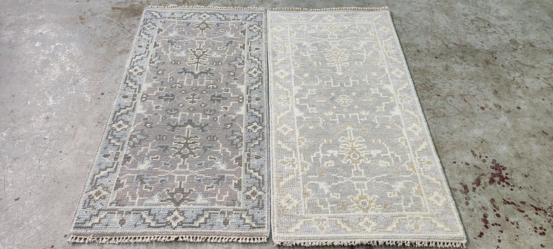 Lisa Henderson Grey and Silver Hand-Knotted Oushak Rug 2x4 | Banana Manor Rug Company