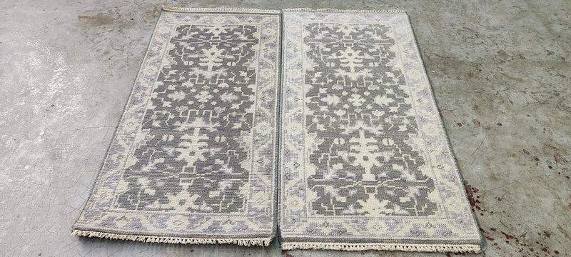 Lisa Henderson Grey and Silver Hand-Knotted Oushak Rug 2x4 | Banana Manor Rug Company