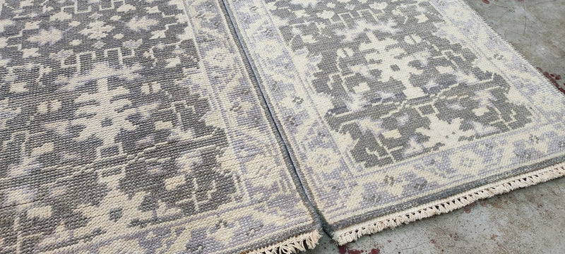 Lisa Henderson Grey and Silver Hand-Knotted Oushak Rug 2x4 | Banana Manor Rug Company