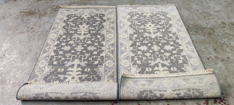 Lisa Henderson Grey and Silver Hand-Knotted Oushak Rug 2x4 | Banana Manor Rug Company