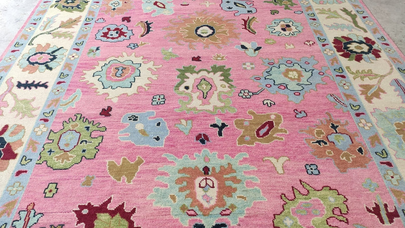 Lisa Loven Kongsli 9x12 Pink and Ivory Hand-Knotted Oushak Rug | Banana Manor Rug Company