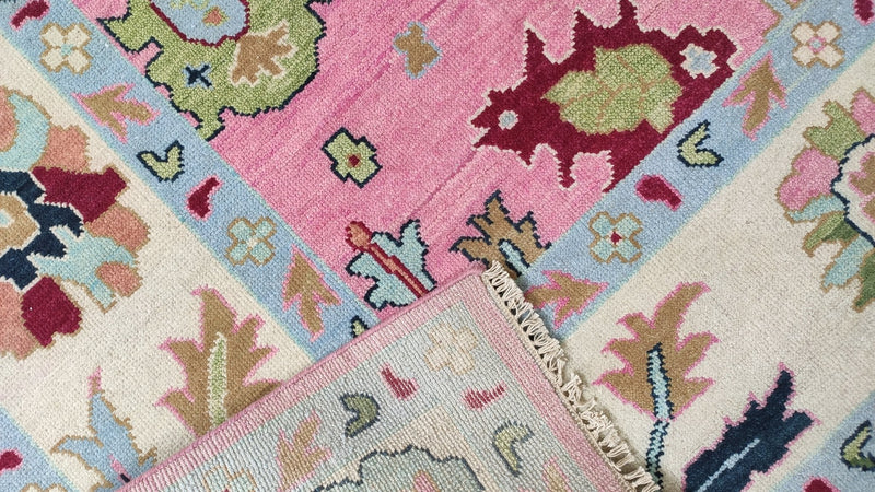 Lisa Loven Kongsli 9x12 Pink and Ivory Hand-Knotted Oushak Rug | Banana Manor Rug Company