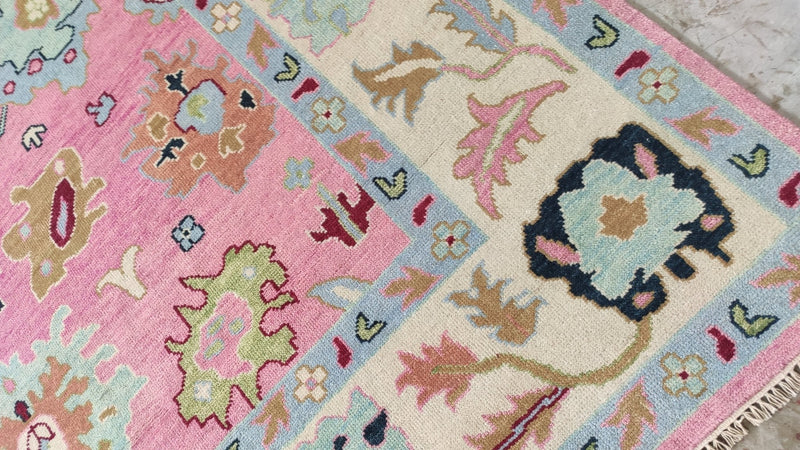 Lisa Loven Kongsli 9x12 Pink and Ivory Hand-Knotted Oushak Rug | Banana Manor Rug Company